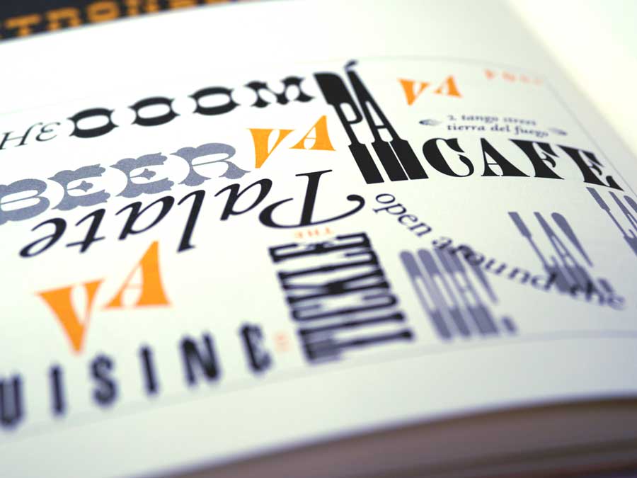 Font book showing colourful typography
