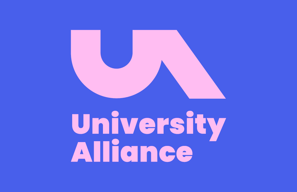 University Alliance Rebrand: flashing GIF showing 6 different colour ways of the logo