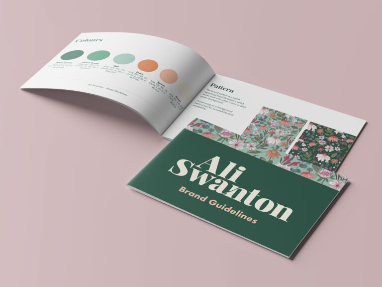 Ali Swanton Brand Identity: Brand Guideline brochure mockup