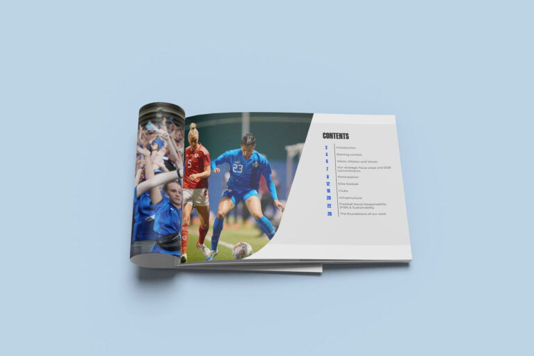 KSI Strategic Report Design: Mockup of the inside of the brochure
