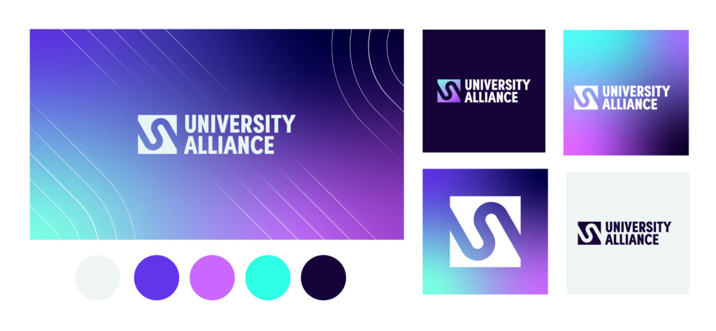 University Alliance Rebrand: Concepts of the second route for the rebrand which shows a modern and dyamic look